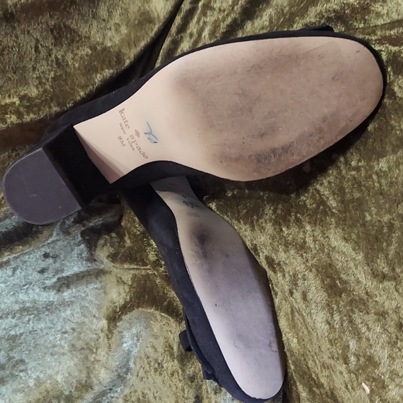 Kate Spade Size 8 Black Suede Fringe Heeled Loafer - Picture 3 of 4